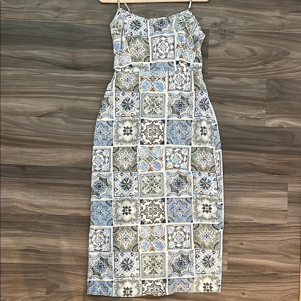 Abercrombie & Fitch Blue Tile Midi Dress